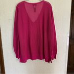 Chico's  Black Label Pink V-Neck Vented Metallic Pullover Long Sleeves XL‎ Tunic Photo 7