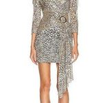 PATBO Gold Metallic lurex mesh fabric Leopard Drape Mini Dress sz 4 Black Photo 0