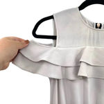 Ted Baker  Toriil Ruffled Cold-Shoulder Jumpsuit Black / Gray‎ Size 0 / US 2 Photo 4