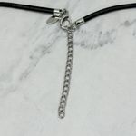 Chico's Black Faux Leather Cord with Silver Tone Heart Pendant Necklace Photo 3