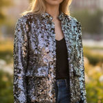 ZARA NWOT All Over Heavy Sequins Bloggers Fave Jacket / Blazer Black Medium Wool Photo 0