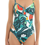 Vince Camuto Vince‎ Camuto One Piece Swimsuit Womens Size 6 Teal Multi Floral NWT Photo 0