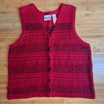RUSS Women's Fair Isle Red Button front Sleeveless Grandma Sweater Vest |Sz:XL Photo 0