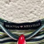 Brandy Melville Green Striped Tank one size Photo 1
