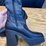 Stella McCartney Platform Heel Boots Women's 8.5 Black Leather Side Zip S24 Photo 3