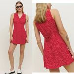 Reformation Leith Mini Dress 0 Sleeveless Polka Dot Red White Collar Button NEW Photo 4
