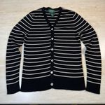 Ralph Lauren Lauren Petite Striped Silk Cardigan Navy White V Neck Button Front Photo 11