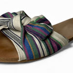 Anthropologie  Striped And Knotted Bow Sandals  Flats Purple and Green Size 8 Photo 0