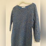 Loft Grey and Blue Leopard Print Sweater Dress Size Medium Petite Photo 5