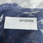 APNY Acid Wash Blue Embroidered Sleeve Lace Neck Boho Sweatshirt Size S Photo 13