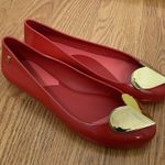 Melissa  Red gold heart jelly Valentine space love slip on rubber flats size US 8 Photo 2