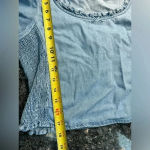 Levi's Levi’s | Light Indigo Louise Short Puff Sleeve Hey Friend Crop Top Blouse Size L Photo 8