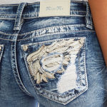 Miss Me Jeans Womens 30 (32x32.5) Low Rise Bootcut Stretch Western Boho Y2K Photo 2