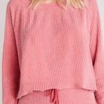 Wildfox  French Rose Pink Tilda Ribbed Cropped Top & Joggers Set Photo 0