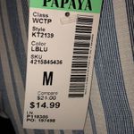 Papaya Blue & White Striped Cropped Blouse Photo 2