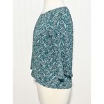 Michael Michael Kors Paisley‎ Bell Sleeve Blouse Boat Neck Green White Small Photo 5