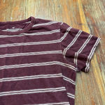 Women’s American Eagle Short Sleeve Striped Tee Small Burgundy White Red Photo 2