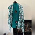 Elegant Blue and Green Patterned Scarf Photo 1