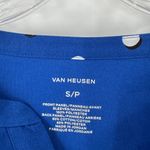 Van Heusen  Blue Polka Dot V-Neck Pullover Career Blouse Women's Size Small Photo 2