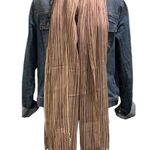 NWT Kroren Silk Striped Pashmina with Fringe at Ends Brown Photo 0