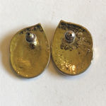 Vintage Purple Pink & Teal Shimmer Swirl Enamel Pierced Earrings Photo 3