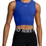 Nike  PRO | Women's Dri-FIT Royal Blue Crop Athletic Tank Top Photo 0