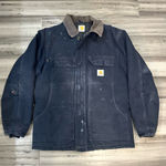 Carhartt  quilt lined navy blue winter coat jacket size xl paint splattered Photo 0