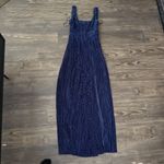 Ameena Navy Blue Plisse Square Neck Sash Maxi Dress NWT Size XS Photo 2