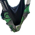 Weekday Women's  Green Navy & White  Swimsuit‎ Scoop Neck Low Back Small Photo 5