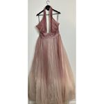 Mac Duggal Multicolor Glitter Ombre Halter Neck Ballgown in Charcoal Ombre US 14 Photo 4