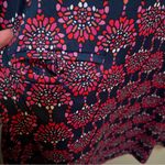 Escapada  Living Shift Dress Collared Short Sleeve Navy Floral Split Neck L Photo 4