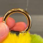 Faux Mink Fur Yellow Pear Smiley Face Keychain Bag Charm Photo 5