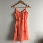 Topshop Layered Tulle Slip Dress V Neck Coral Spaghetti Strap Size 2 Lin… Photo 7