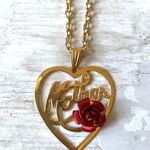 Kay Jewelers Women’s Gold Heart Mother Red Rose Flower Necklace Gift Mom Mothers Day Photo 0