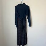 90s Studio Ease Cottagecore Vintage Denim Plaid Maxi Dress Long Sleeve Sz 10 Blue Photo 6