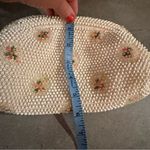 Vintage Lumured Corde White Beaded Handbag Clutch Purse Embroidered Flowers Pink Photo 7