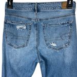 American Eagle  SZ 4 Tomgirl Jeans Button-Fly Distressed Rips Whiskered Mid-Rise Photo 4