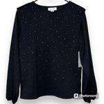 CALLIGRAPHIE womens size XS womens black pullover blouse rhinestones longsleeve Photo 0