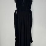 Free People CEM Black Sleeveless Lace Trim Deep V Cinch Waist Wide Leg Jumpsuit Photo 6