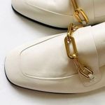 Burberry chain Link Detail Leather Slingback Loafers In off-white/ cream Photo 7