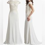 Tadashi Shoji NEW  Isadora Embroidered Crepe Ivory White Gown Sz 2 Photo 2