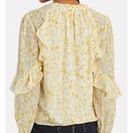 Intermix  Maura Ruffled Long Sleeve Silk Floral Blouse Yellow size 2 $228 Photo 1