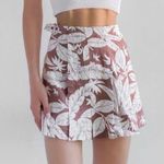 Urban Outfitters Skirt Size Large Tropical Leaf Coastal Mini Size Buckle Brown Photo 0