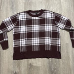 Ann Taylor  Factory Burgundy Plaid  Sweater Photo 0