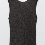 ZARA  KNIT V-NECK MIDI DRESS W/ METALLIC THREAD Black/Gold Size S NEW Photo 6