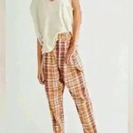 Free People Make A Stand relaxed, yellow and red plaid, wide leg pants; size M Photo 1