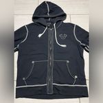 True Religion  Full Zip Classic Hoodie Big T Stitching Graphic Y2K Women’s Size L Photo 1