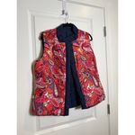 Lilly Pulitzer Navy Down Feather Puffer Vest w/ Pink Paisley Lining Photo 3