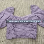 ZARA  purple ruffle puff sleeve crop top with side zipper Photo 3