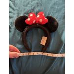 Disney  Parks Classic Minnie Mouse Ears Red Bow White Polka Dots Fuzzy Headband Photo 3